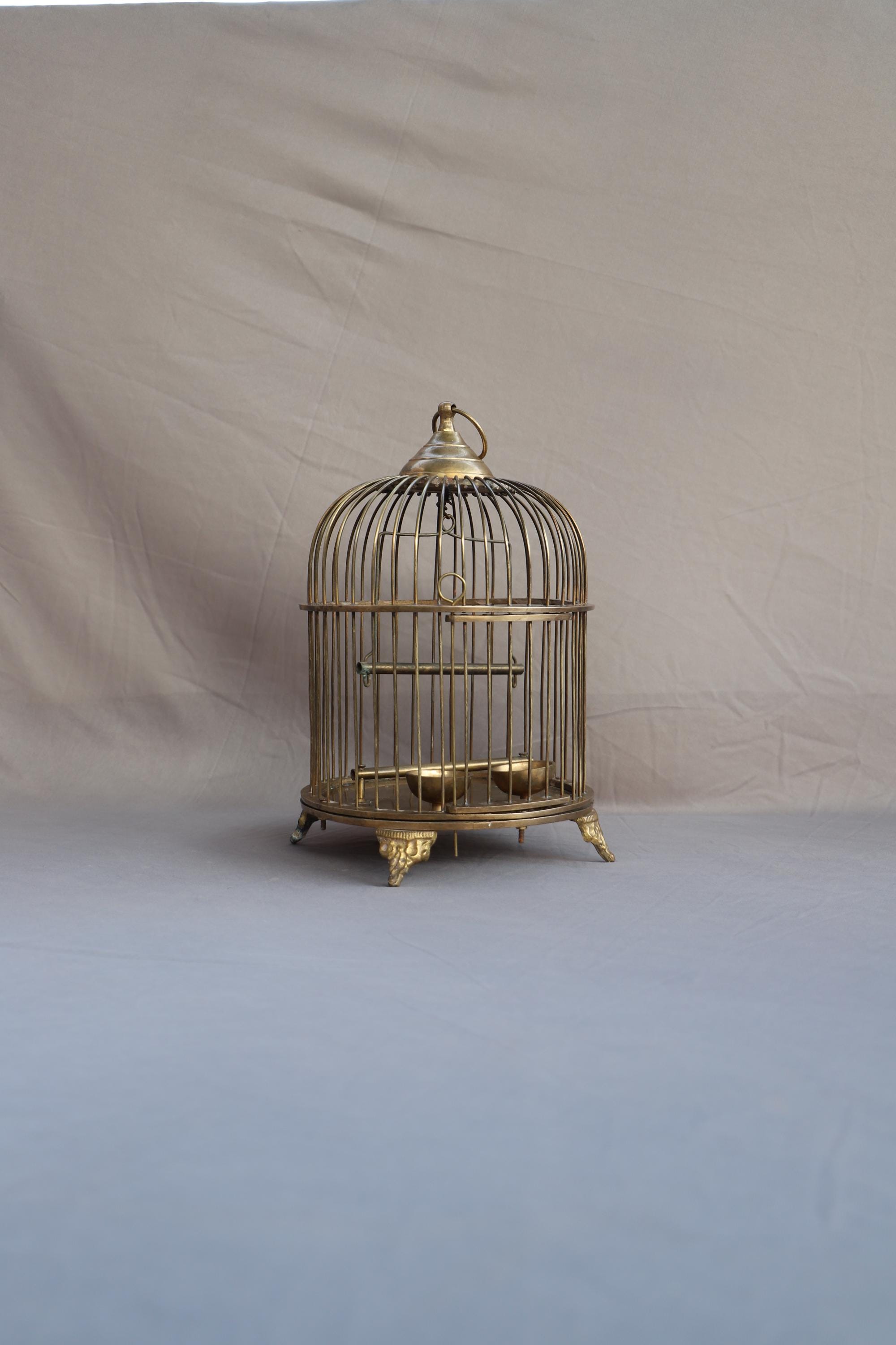 Decorazione Gabbia Per Uccelli In Ottone | Centrotavola Elegante | Per Salotto, Casa, Giardino | Regalo Per Amanti Degli Animali