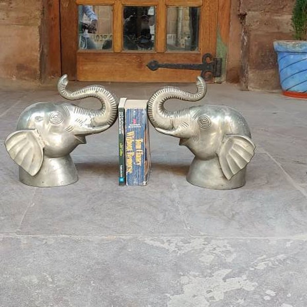 Brass Elephant Bookends Etsy