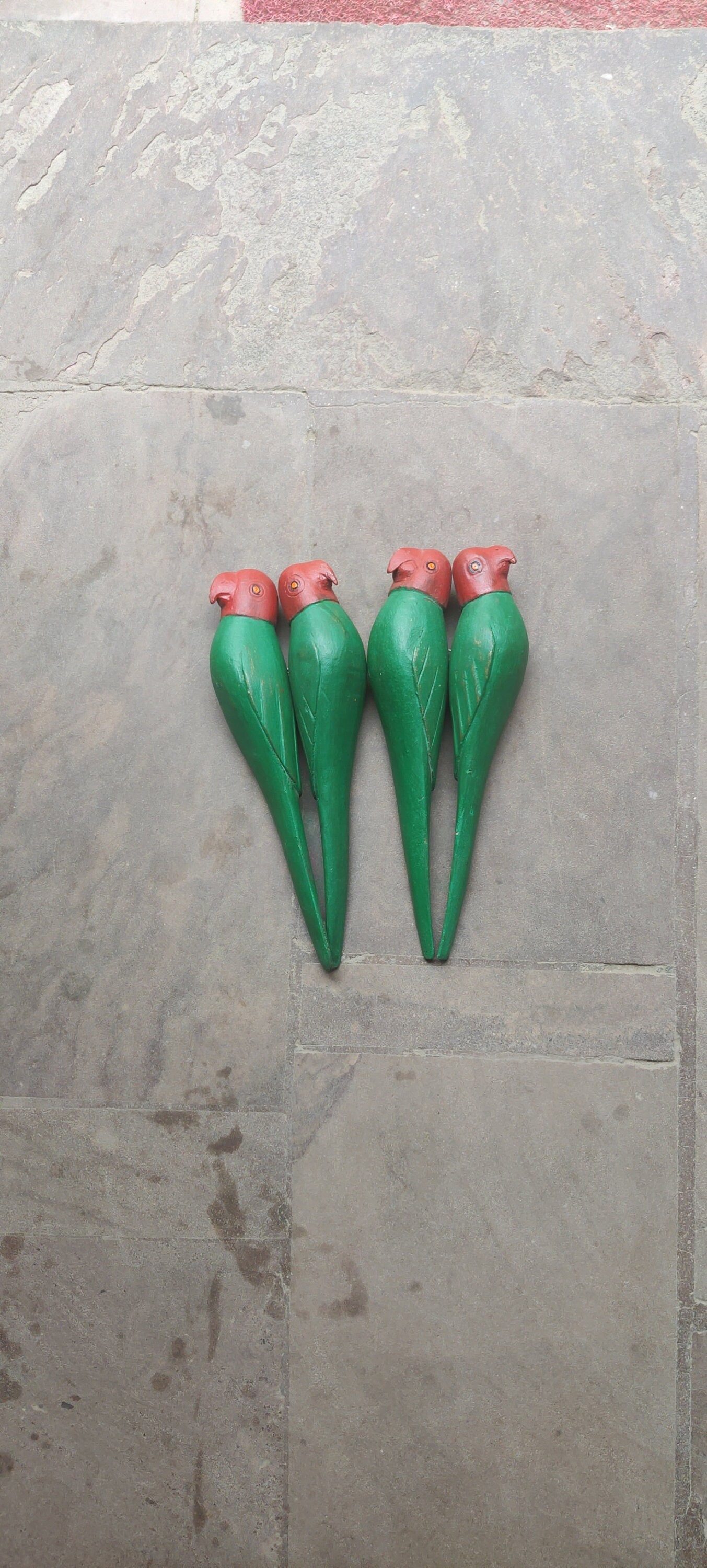Handmade Wooden Hanging Parrot Set: Indian Decor