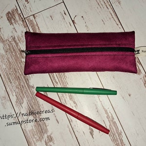 Flat pencil case, pen bag, makeup bag, faculty kit, tote bag Suedine rose