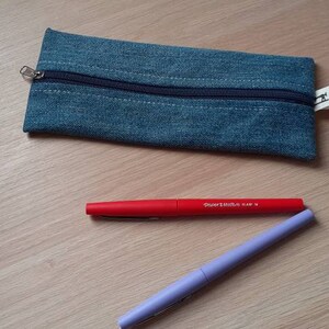 Flat pencil case, pen bag, makeup bag, faculty kit, tote bag Jeans