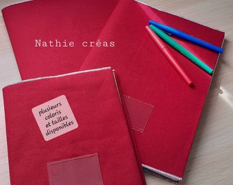 Washable fabric notebook protector, washable book protector, reusable notebook protector