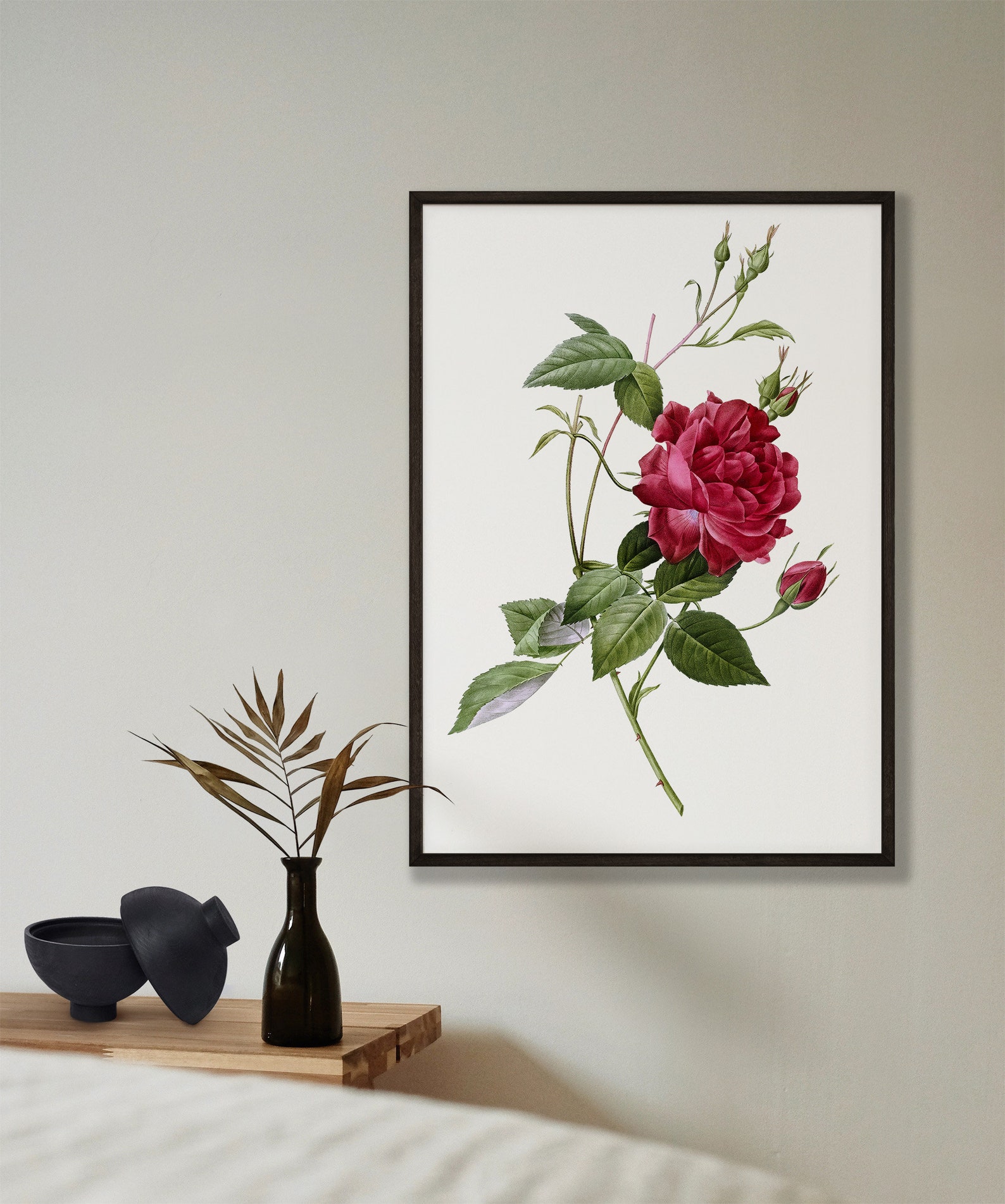 Vintage Botanical Rose Wall Art Print Instant Download Etsy