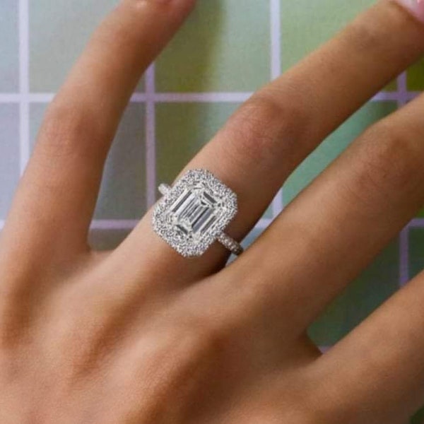 Bague Solitaire émeraude 1.75 Carats En Or 14k – Charles & Colvard – Taille 6, Neuve