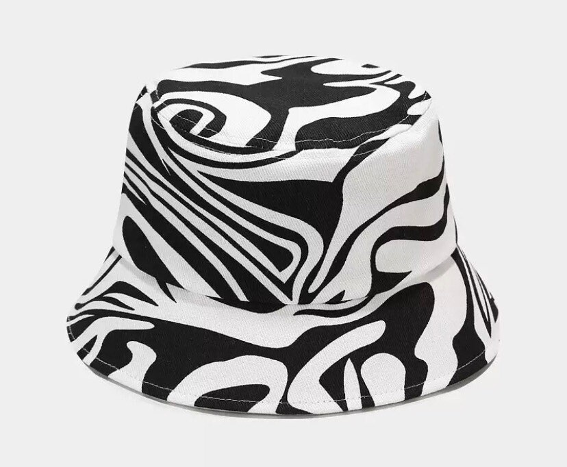 Adults cotton bucket hat. Black and white zebra print bucket Etsy