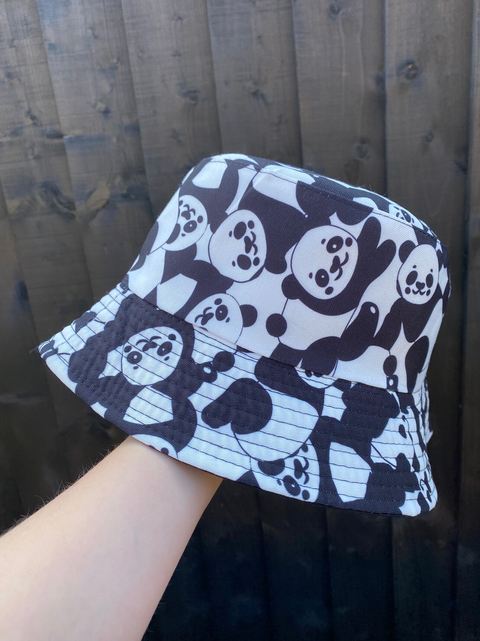 Panda print bucket hat. Panda bucket hat. Reversible. Etsy