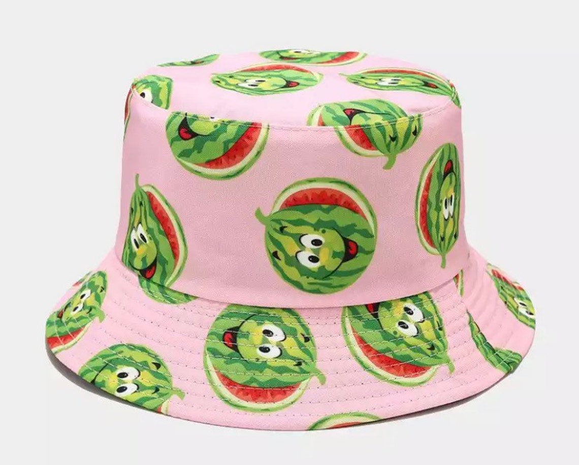 Adults cotton bucket hat. Watermelon bucket hat. Sun hat. Etsy