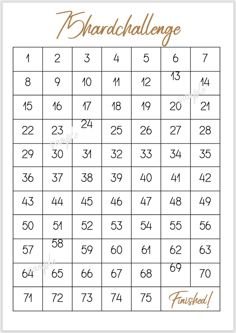 Printable 75 Hard Challenge Habit Tracker Checklist Etsy
