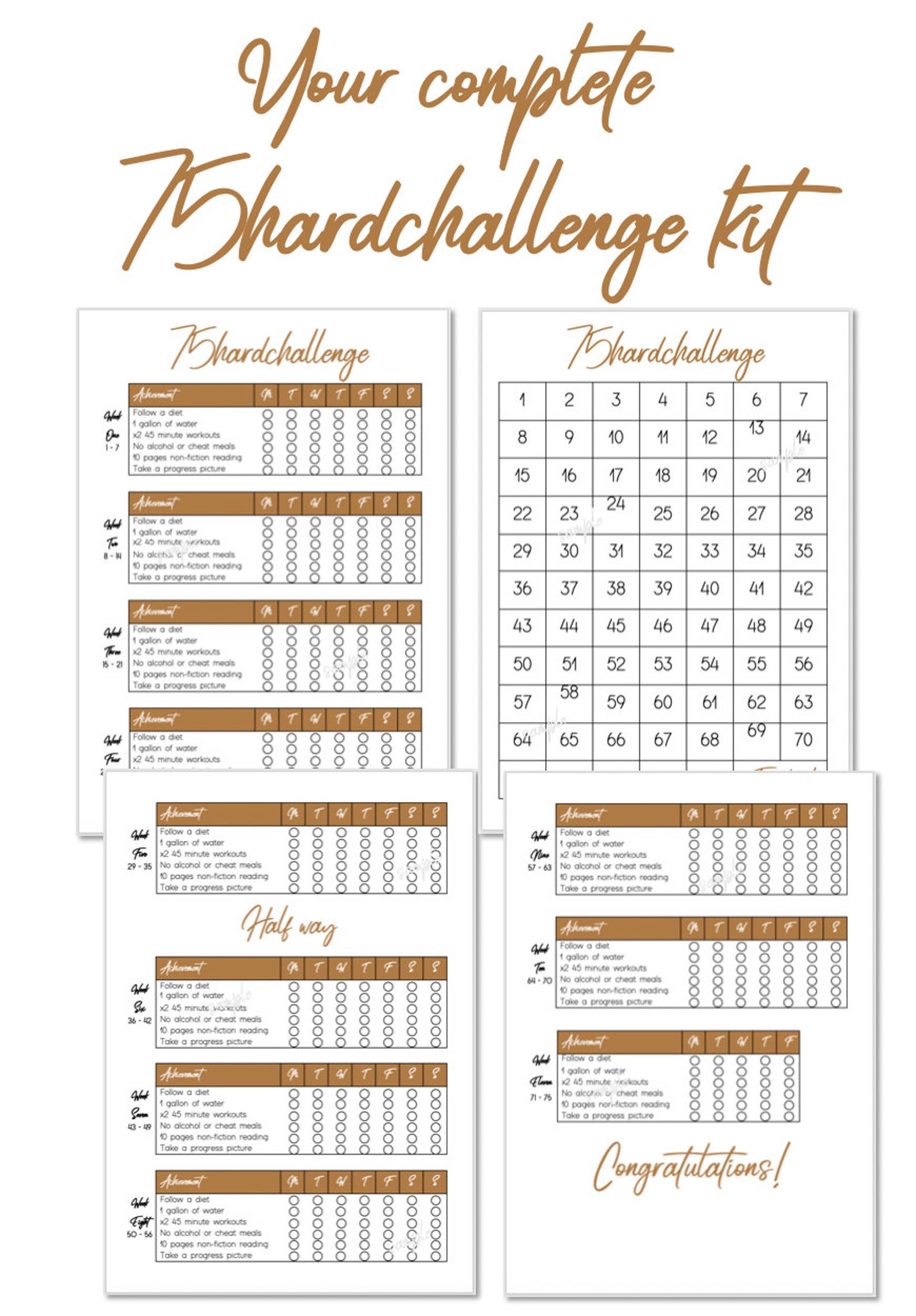 75 Hard Checklist Printable