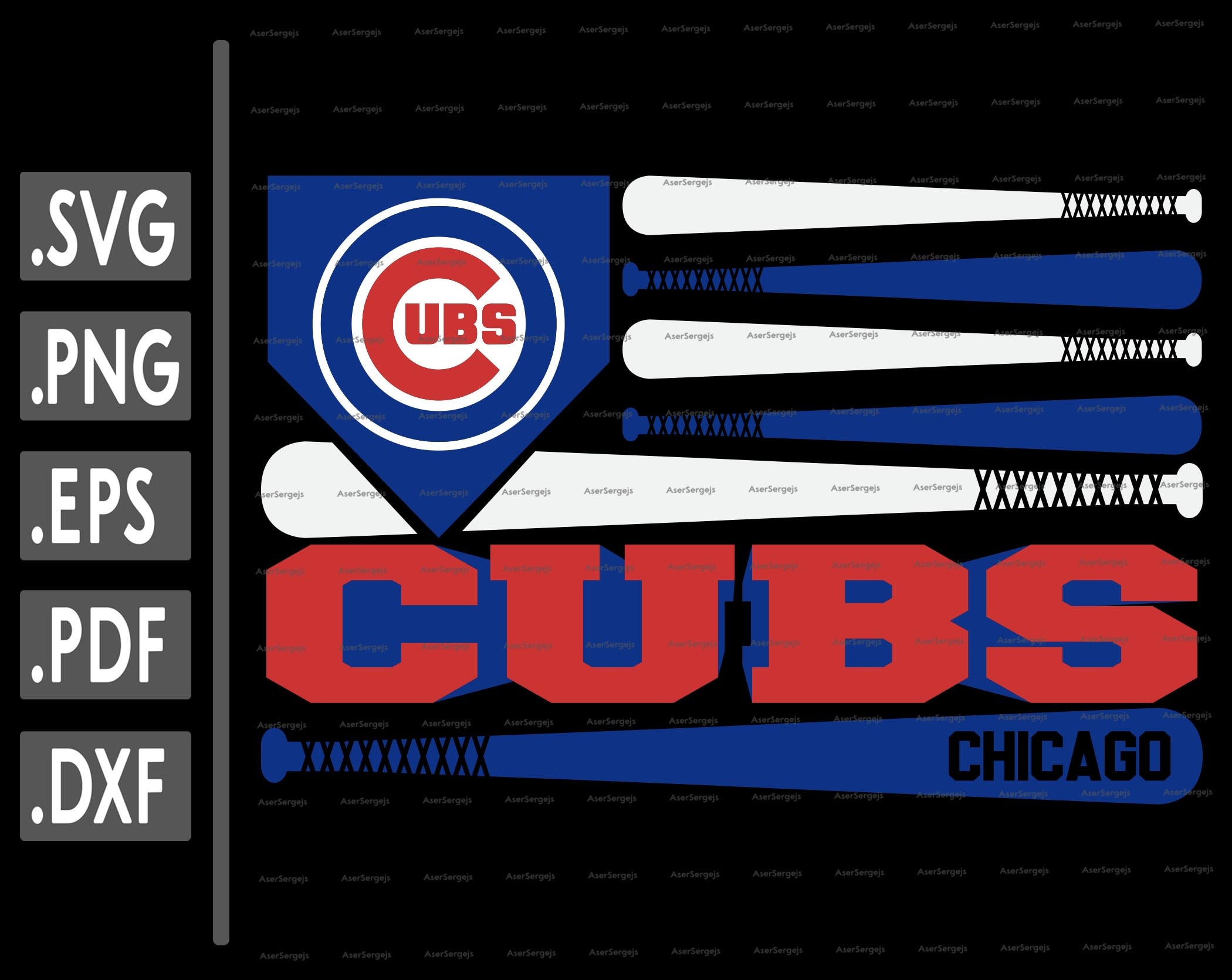 Chicago Cubs Baseball Amercican Flag Svg Chicago Cubs Etsy