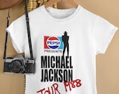 Michael Jackson Tshirt, Michael Jackson BAD Pepsi Concert Tour 1988 VTG White T Shirt