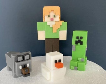 Minecraft torten Dekoration essbare Fondant Creeper Alex ps5 ps4 ps3