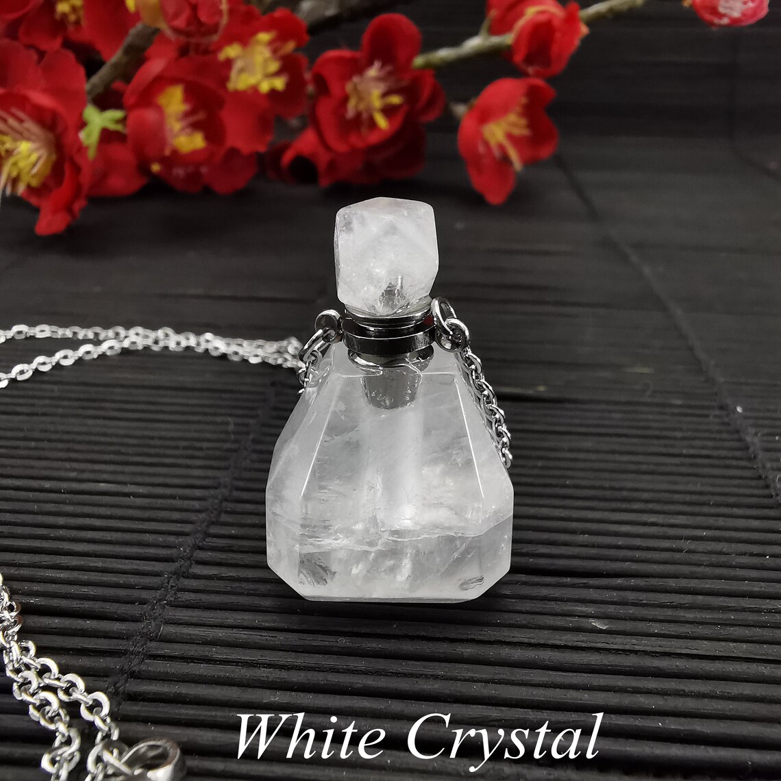 Natural quartz crystal perfume bottle gemstone perfume Etsy