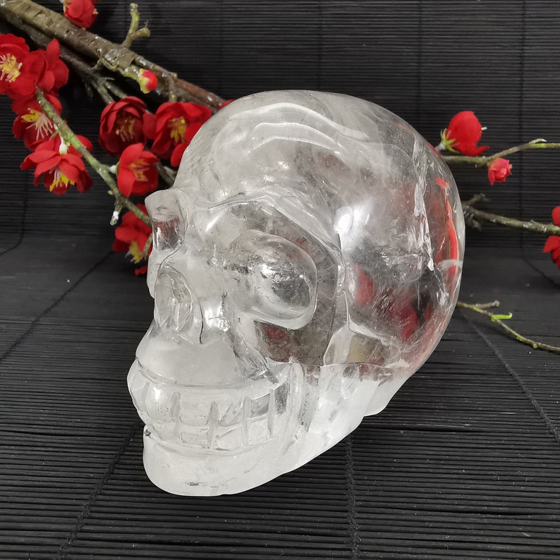 Natural clear crystal Skull\uff0cHand Carved Quartz Crystal Skull Reiki Crystal Skull Healing G81