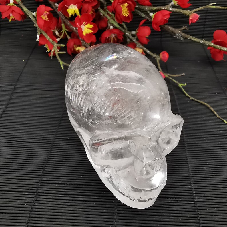 Natural clear crystal Skull\uff0cHand Carved Quartz Crystal Skull Reiki Crystal Skull Healing G81