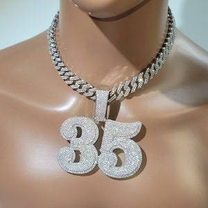 Hip Hop Custom Big Numbers Pendants,Solid Back Letters Pendant,Icy Cuban Chain,Custom Name Necklace,Personalized Jewelry,His Birthday Gifts