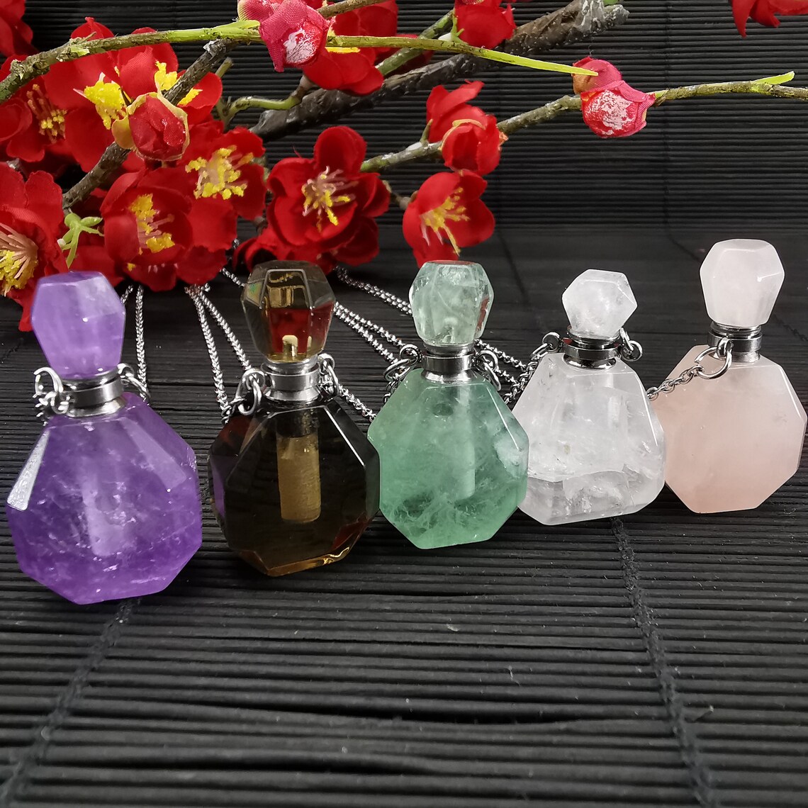 Natural quartz crystal perfume bottle gemstone perfume Etsy