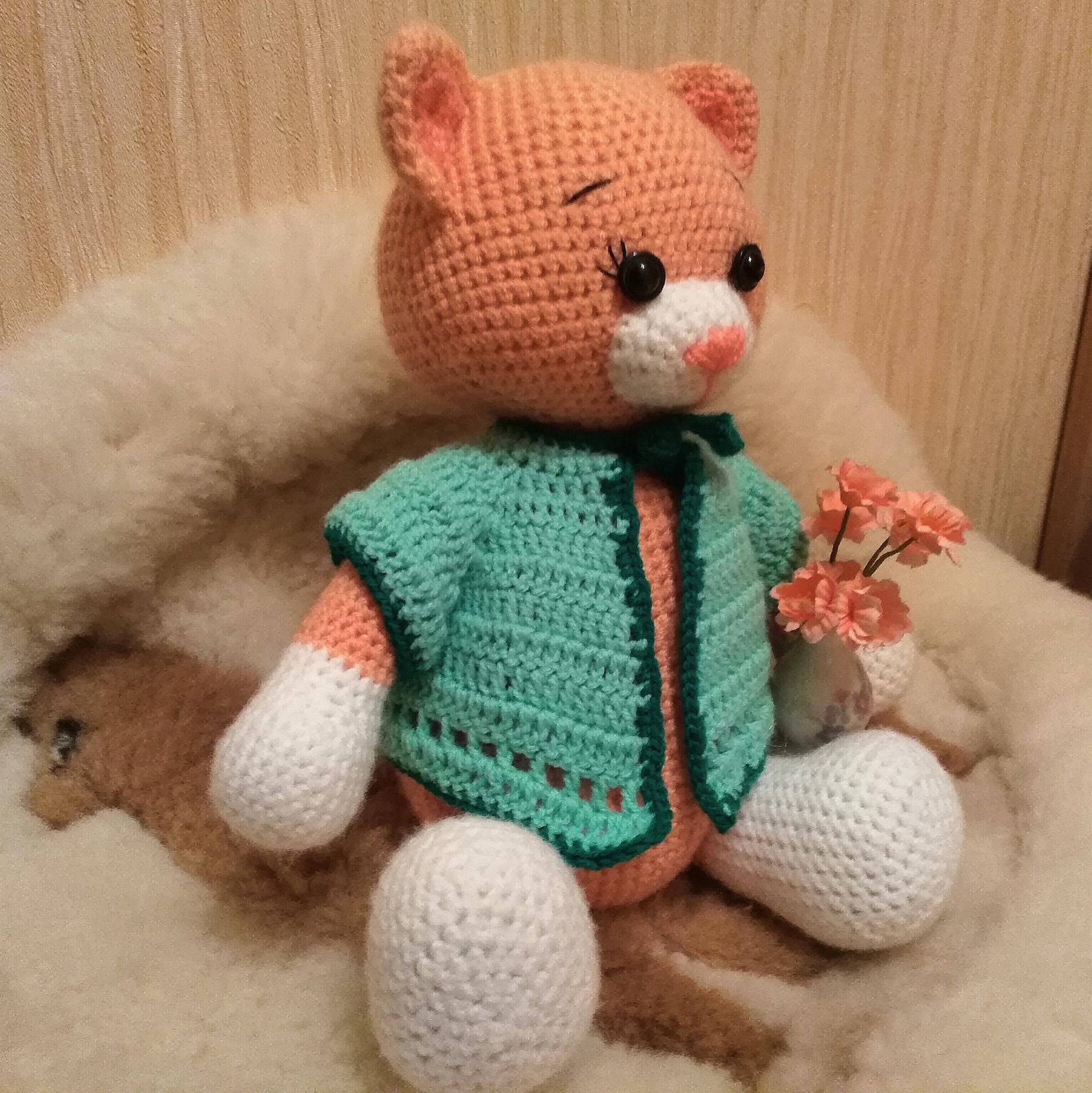 Beautiful Pink Crochet Cat Toy / Stuffed Amigurumi Peach Kitty Etsy