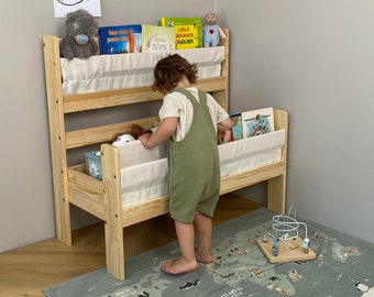 Montessori Bücherregal Kleinkind Bücherregal Montessori Holzmöbel Kinderzimmer Geschenk Holz Bücherregal mit versteckter Aufbewahrung Kleinkind, Kinder Aufbewahrung