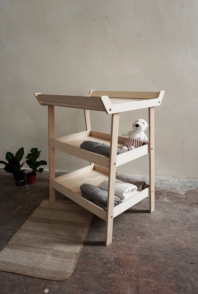 Natural Changing Baby Table Changing Toddler Tray on Wheels Etsy