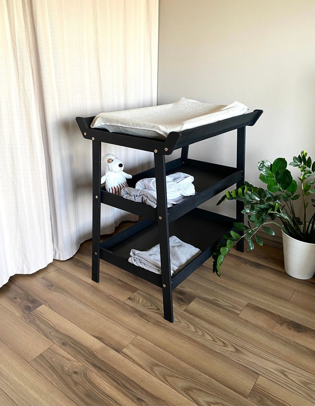 Black Changing Table, Changing Toddler Tray on Wheels, Changing Table