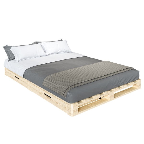 Plattformbett, Holzplattform Bettrahmen, Palettenbett, Handgefertigtes Palettenbett, Modernes Plattformbett