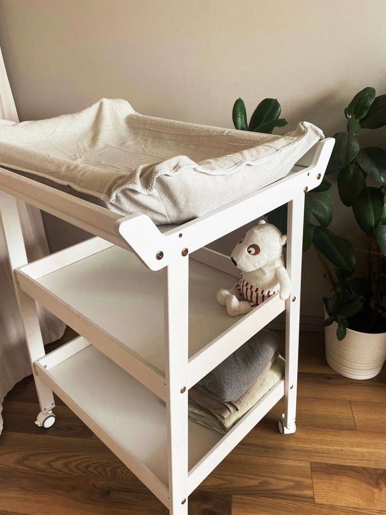 Natural Changing Baby Table Changing Toddler Tray on Wheels Etsy
