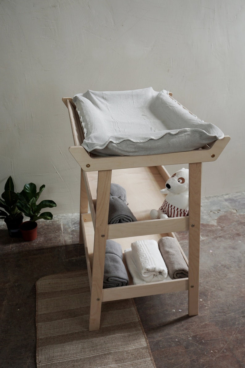 Natural Changing Baby Table Changing Toddler Tray on Wheels Etsy