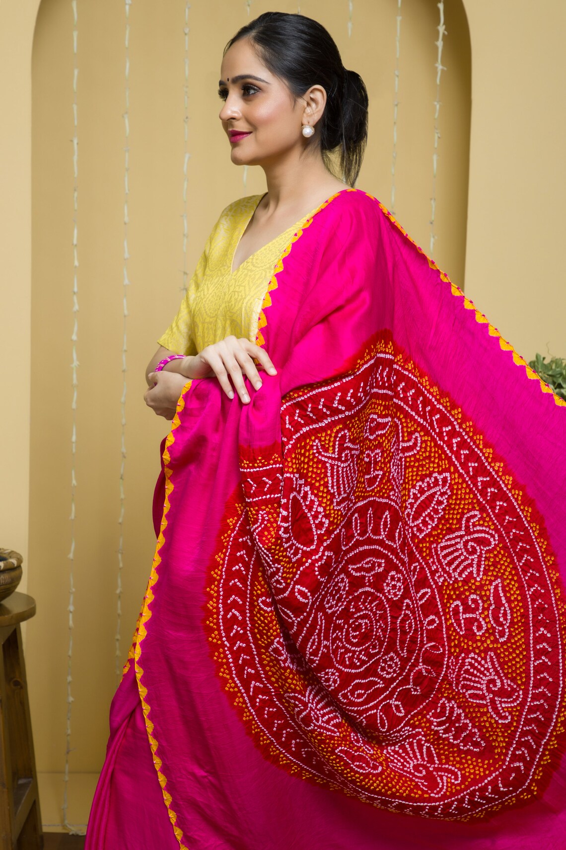 Gajji silk Fancy Bandhani Saree