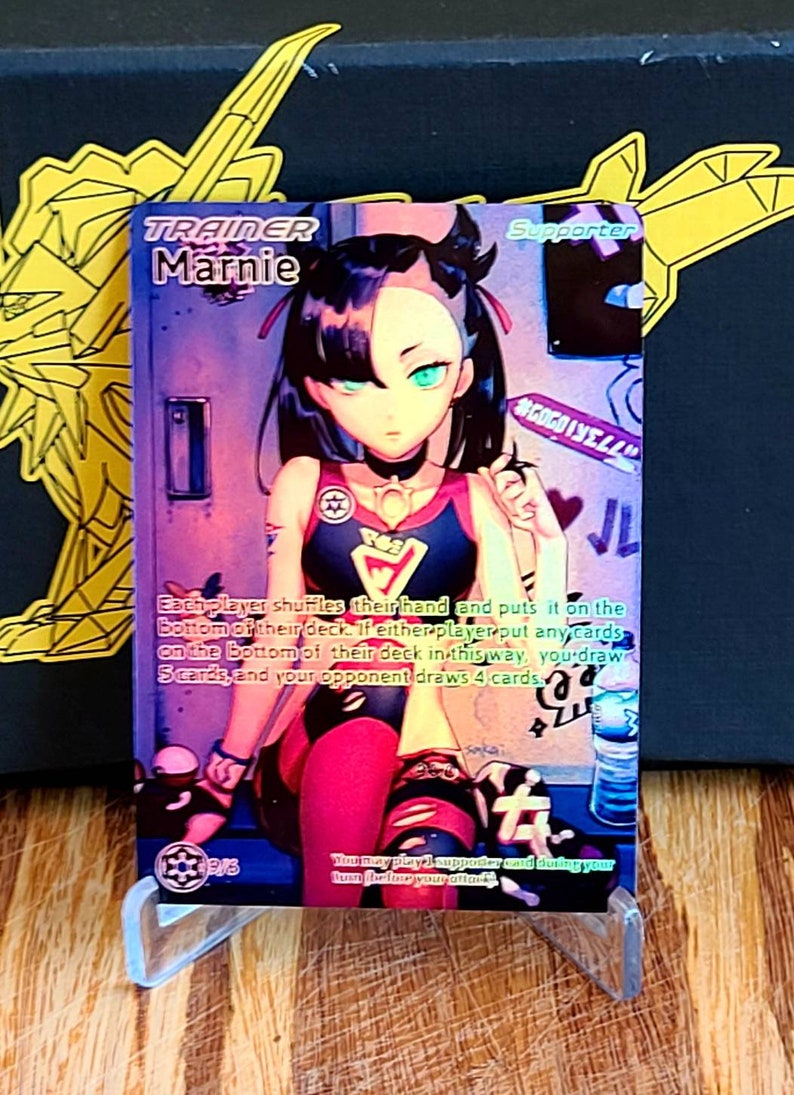 Custom Fan Made Orica Pokemon Card MARNIE Full Art Holographic | Etsy