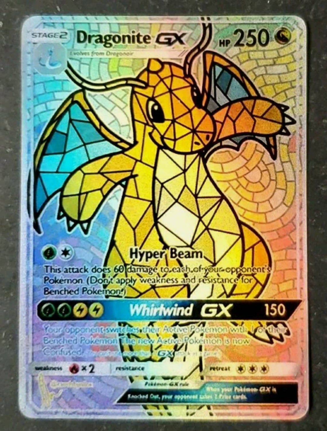 Custom Fan Made Orica Pokemon Card DRAGONITE GX Full Art Etsy