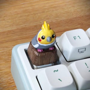 Keycap Cockatiel  Cute Artisan Hand-Painted Handmade Gift – Cottagecore Mechanical Keyboard Accessory