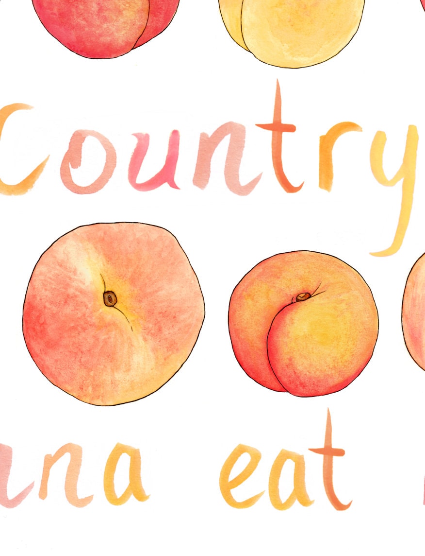 Downloadable Moving to the Country Peaches Original Art Print Song
