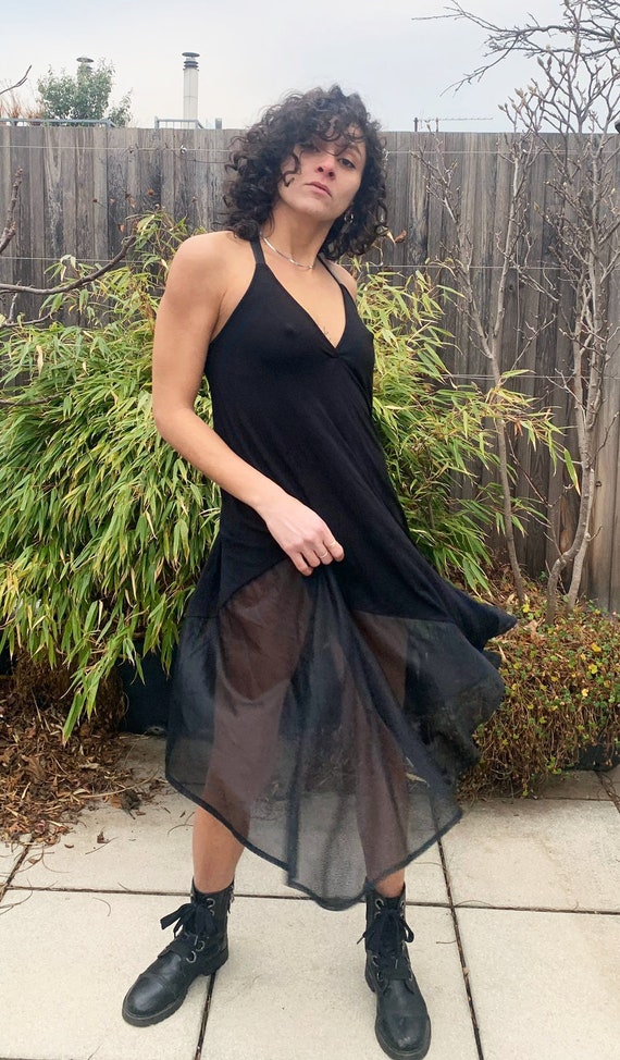 Backless Oversized Maxi Dress With Leather Stripes Dark Style Asymmetrical Avant Garde Dress Edgy All Black Clothing Etsy UK