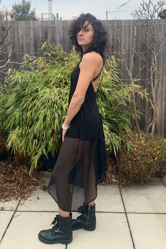 Backless Oversized Maxi Dress With Leather Stripes Dark Style Asymmetrical Avant Garde Dress Edgy All Black Clothing Etsy UK