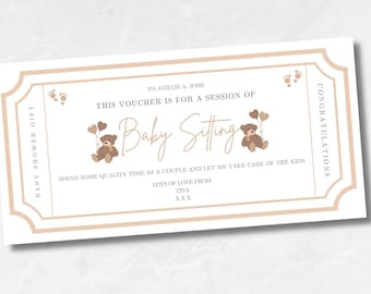 Editable Babysitting Gift Voucher | Baby Shower Gift Certificate | Printable Baby Sitting Coupon | Canva Template | Instant Download |
