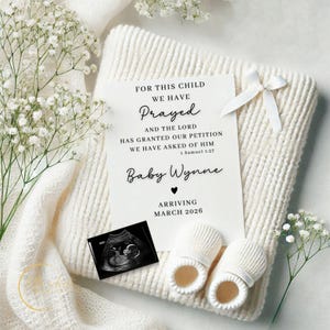 Religious Pregnancy Announcement with Samuel 1:27 | Digital Baby Reveal for Social Media | Christian Baby Reveal