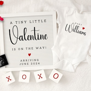 Valentine&#39;s Day Pregnancy Announcement Digital Gender Neutral Baby Announcement  Editable Template Little Valentine Baby Announcement