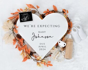 Autumn/Fall DIGITAL Pregnancy Announcement. Reveal your Pregnancy news with This Simple Gender Neutral Template for Social Media Baby Reveal