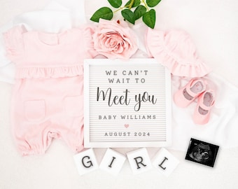 Baby Girl Pregnancy Announcement Digital Template For Social Media, Cute Reveal for Girl, Baby Girl Gender Reveal, It's A Girl Announcement