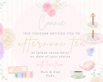 Gift for Mothers day, Afternoon Tea Gift Voucher Template, Mothers day gift idea, Mom gift, Digital Download Template, Gift for Mum