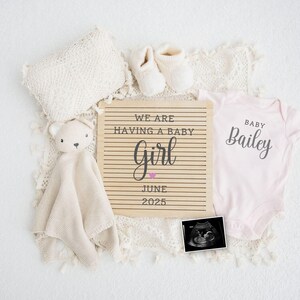 Girl Pregnancy Announcement Digital Template For Social Media, Cute Reveal for Girl, Baby Girl Gender Reveal, It&#39;s A Girl Announcement