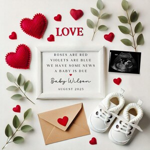 Valentines Day Digital Pregnancy Announcement, February Baby Announcement, Gender Neutral Editable Template, Little Valentine On the Way
