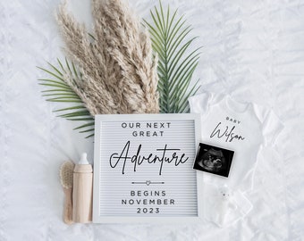 Neutralne ogłoszenie o ciąży cyfrowe, Boho Baby, minimalistyczne, cyfrowe ogłoszenie o ciąży, neutralne, media społecznościowe, Facebook, Instagram