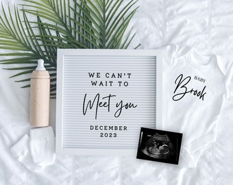 Neutralne ogłoszenie o ciąży cyfrowe, Boho Baby, minimalistyczne, cyfrowe ogłoszenie o ciąży, neutralne, media społecznościowe, Facebook, Instagram