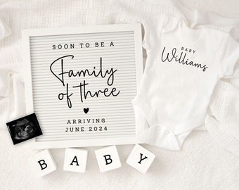 Neutral Pregnancy Announcement Template, Editable Social Media Reveal (Digital)