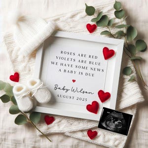 Valentines Day Digital Pregnancy Announcement, February Baby Announcement, Gender Neutral Editable Template, Little Valentine On the Way