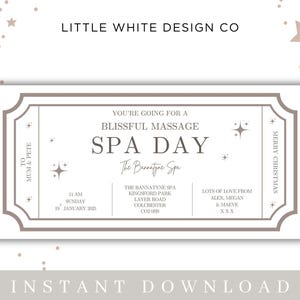 Bon cadeau journée au spa | Modèle de toile modifiable | Téléchargement numérique instantané