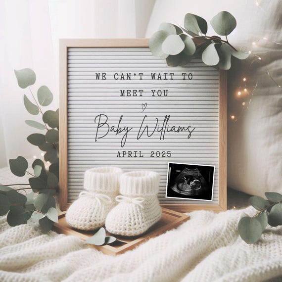 Simple Minimalist Pregnancy Announcement Digital, Gender Neutral Boho Baby Announcement, Modern Editable Social Media Baby Reveal Template