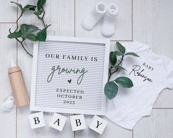 Digital Pregnancy Announcement, Pregnancy Reveal, Social Media, Gender Neutral, Boho, Letter Board, Facebook, Instagram, Pregnancy Reveal